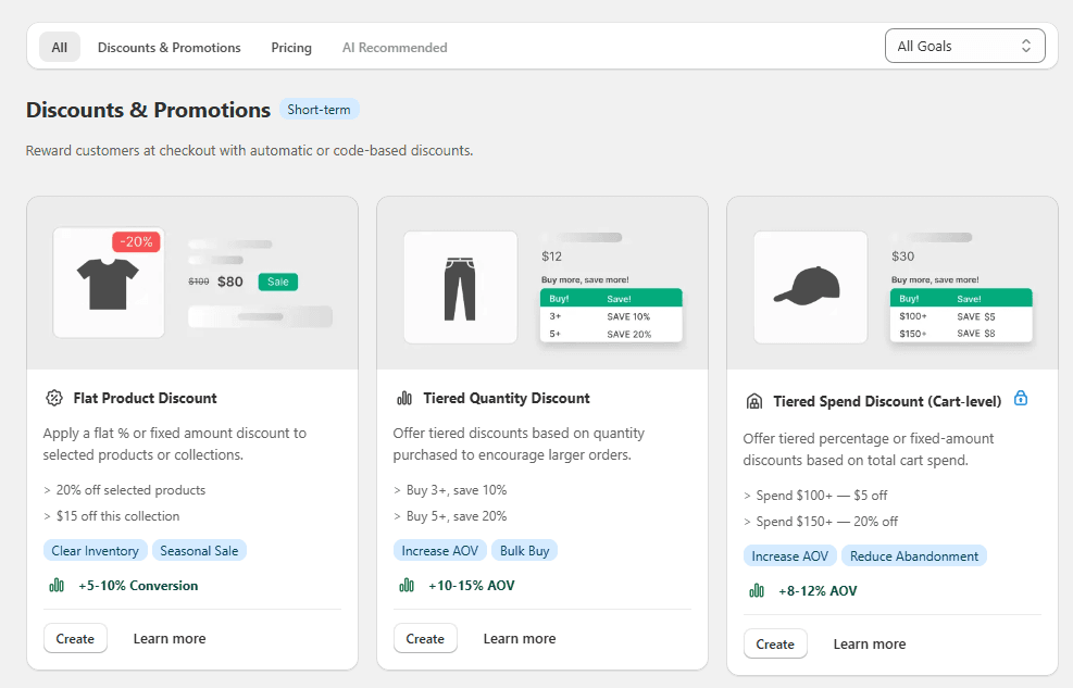 Discounts and Promotions campaign types in Discount Prime