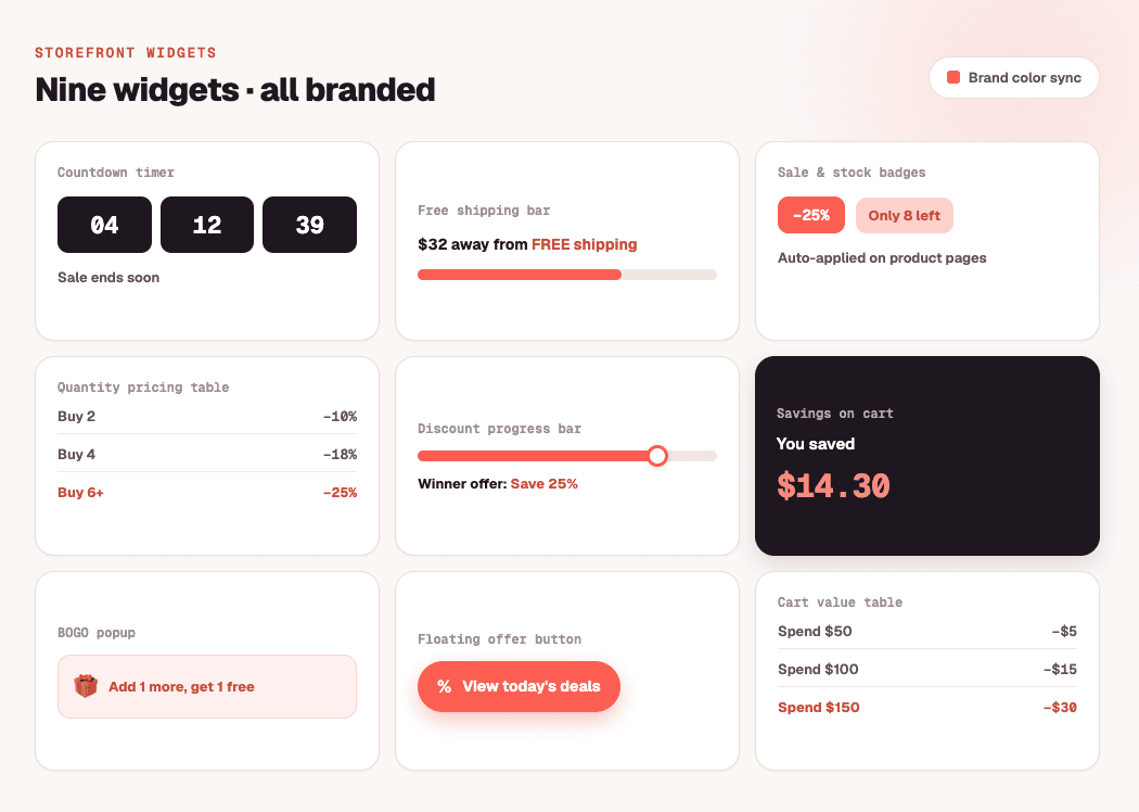 Nine widgets. One app. All branded