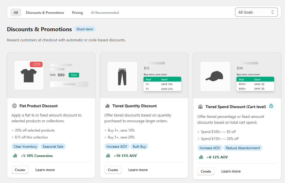 Discounts and Promotions campaign types in Discount Prime